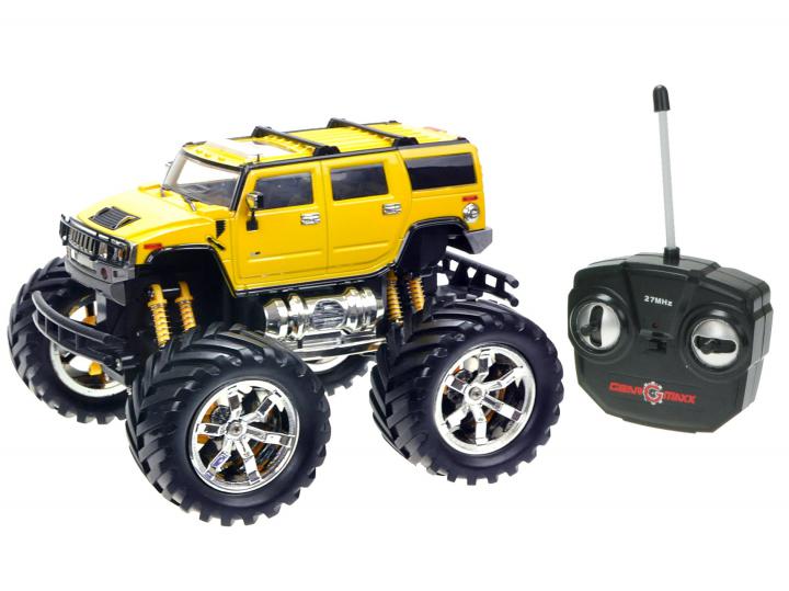 Mikro hračky R/C auto 1:26 Hummer H2 velká kola se světlem žlutá