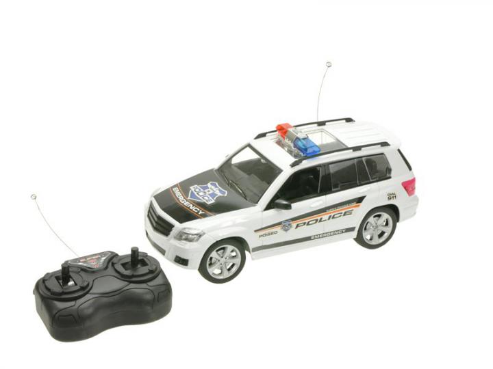 Mikro hračky R/C auto policie 23cm plná funkce se světlem