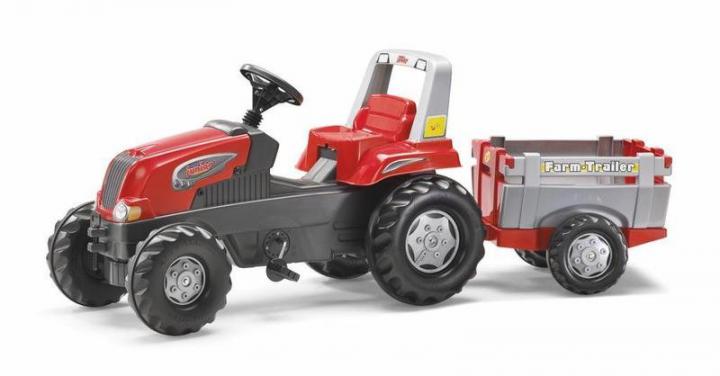 Rolly Toys Šlapací traktor Rolly Junior RT s vlečkou červeno-šedý