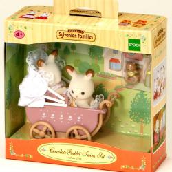Sylvanian Families Nábytek chocolate králíků - dvojče v kočárku