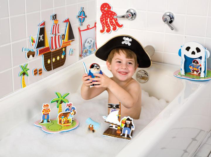 Alextoys Vodolepky Piráti do vany  plast./pěna v taštičce 38 dílků