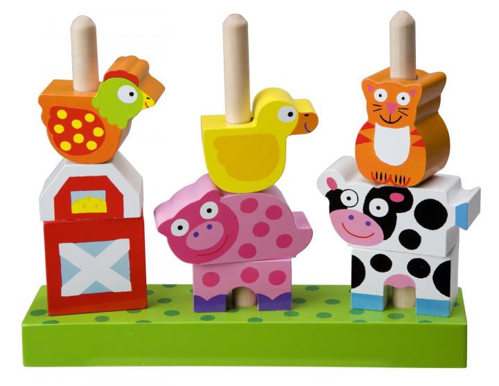 Alextoys Zvířátka dřevěná farma na stojánku 22x25cm