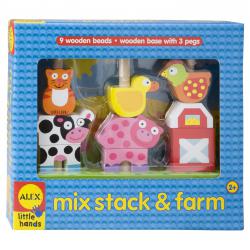 Alextoys Zvířátka dřevěná farma na stojánku 22x25cm