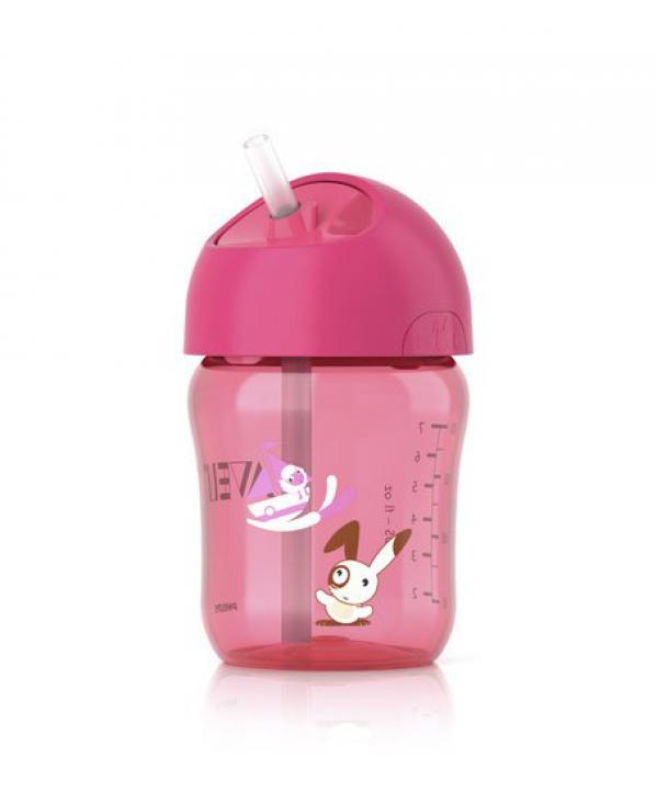 Avent Hrneček s brčkem 260ml od 12 měsíců, růžová