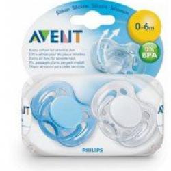 Avent šidítko SENSITIVE 0-6m., 2ks - bílá/modrá