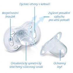 Avent šidítko SENSITIVE 6-18m., 2ks - růžová/oranžová