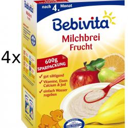 Bebivita Mléčná kaše ovocná - 4 x 600g