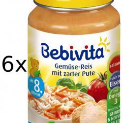 Bebivita Zelenina s rýží a krůtím masem - 6x220g