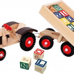 Bino Traktor s gumovými koly a vlečkou