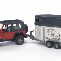 Bruder Jeep Wrangler s přívěsem pro přepravu koní včetně 1 koně 1:16
