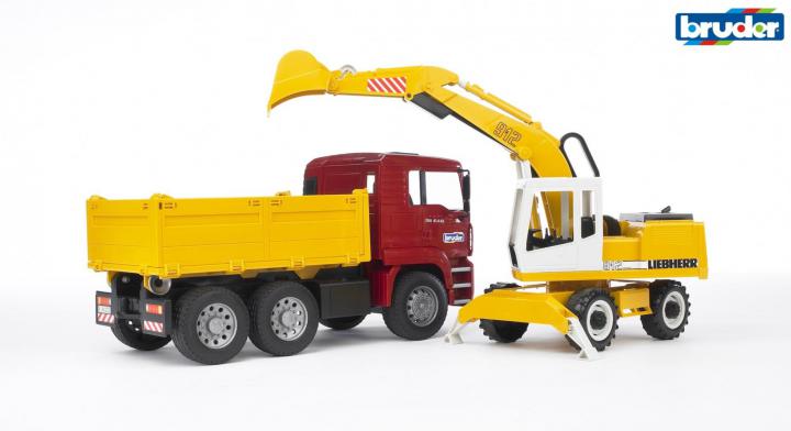Bruder MAN TGA nákladní auto s Liebherr bagrem 1:16