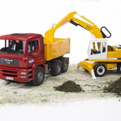 Bruder MAN TGA nákladní auto s Liebherr bagrem 1:16