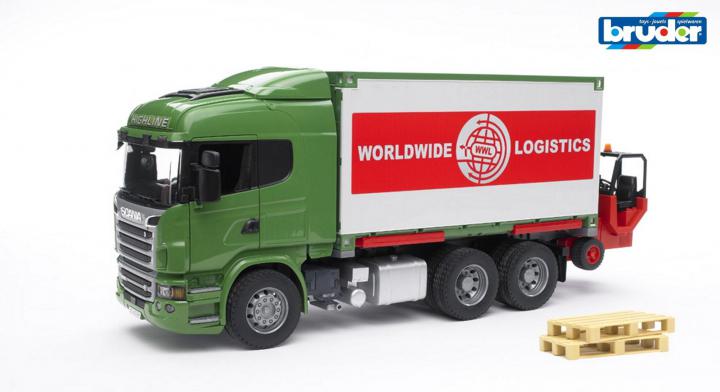 Bruder SCANIA R s kontejnerem a vysokozdvižným vozíkem 1:16
