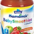 Hamánek ovocný příkrm BabySmoothies koktejl s jahodami