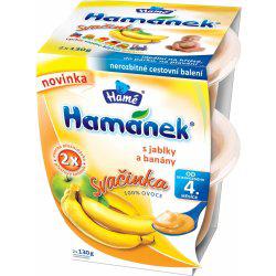 Hamánek ovocný příkrm Svačinka s jablky a banány 2x130g (4m)