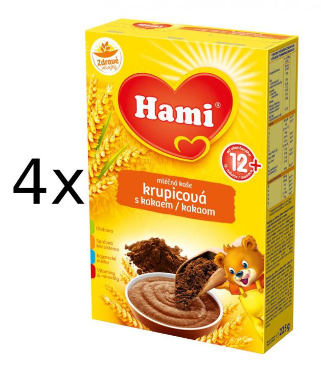 Hami Kaše mléčná krupicová s kakaem - 4x225g