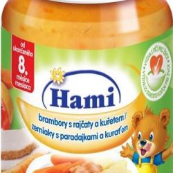 Hami masozeleninový příkrm Brambory s kuřetem s rajčaty (8m)
