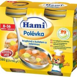 Hami masozeleninový příkrm Polévka krupková s kuřetem a zeleninou 2x190g (8-36m)