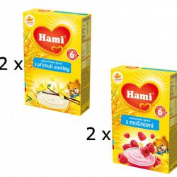 Hami Mléčná kaše s příchutí Vanilky a s Malinami- 4 x 225g