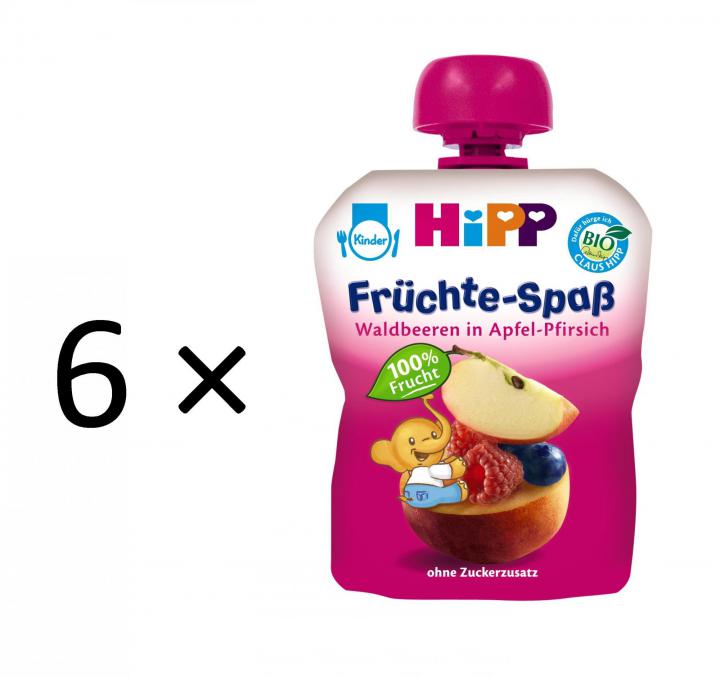 HiPP BIO Kapsička Broskve-Lesní ovoce - 6x90g