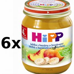 HiPP Jablka s banány a broskvemi - 6 x 125g