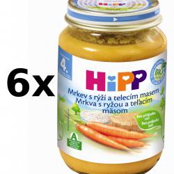 HiPP Karotka s rýží a telecím - 6 x 190g