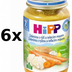 HiPP Zelenina s rýží a telecím masem - 6x220g