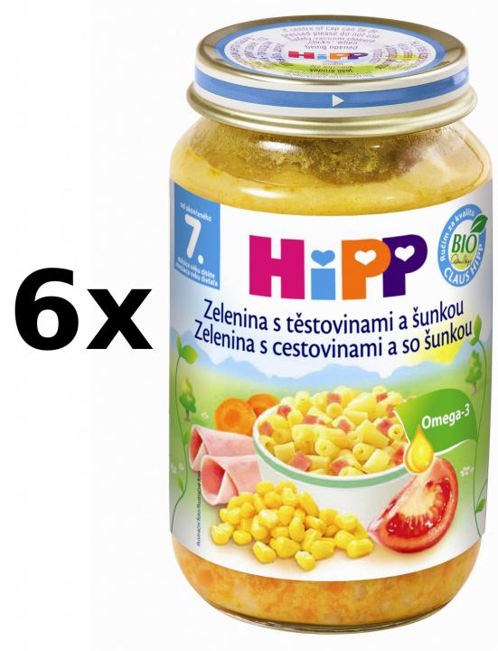 HiPP Zelenina s těstovinami a šunkou - 6x220g