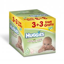 Huggies ubrousky Natural Care 3+3 Gratis 64x6ks