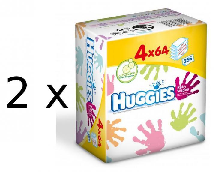 Huggies Vlhčené ubrousky Everyday Quatro Pack 2x (4 x 64 ks)