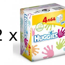 Huggies Vlhčené ubrousky Everyday Quatro Pack 2x (4 x 64 ks)