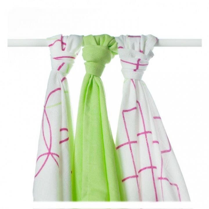 Kikko Bambusové pleny 70x70 - Squares&Circles Magenta/Lime MIX
