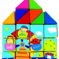K´s Kids Sada veselých látkových kostek, 12 kostek a 8 trojúhelníků