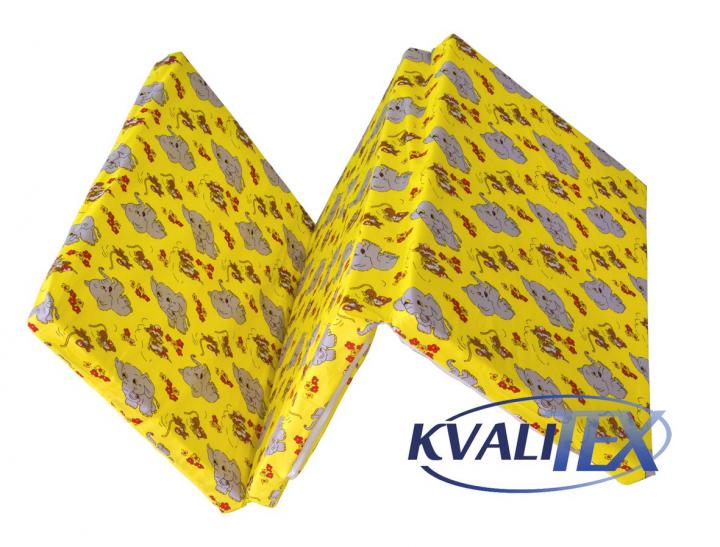 Kvalitex Skládací matrace do postýlky, Slůňata žlutá