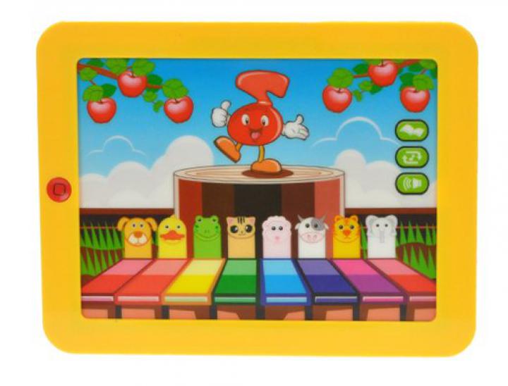 Mikro hračky Elektronický tablet 3D piano na baterie se světlem a zvukem