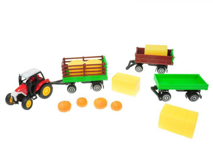 Mikro hračky Sada farma - traktor kov + 3vlečky a doplňkySada farma - traktor kov + 3vlečky a doplňky