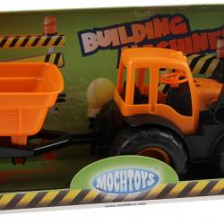 Mochtoys Bagr s přívěsem na gumových kolech, modrý