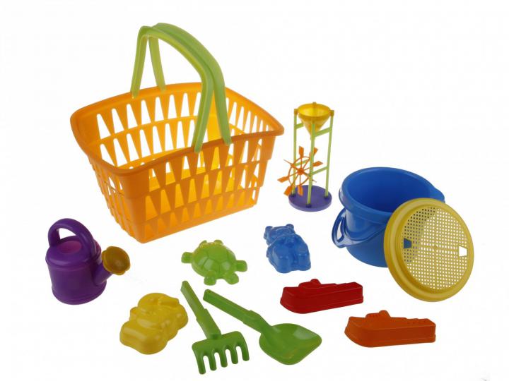 Mochtoys Velká sada na písek s košíkem, červená