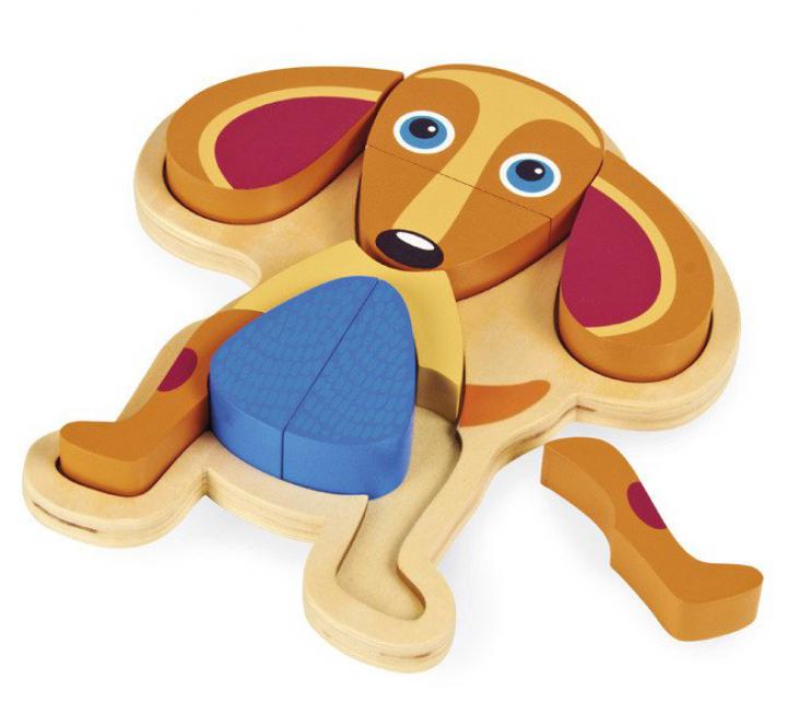O-oops Zvířátkové puzzle na desce 9ks pejsek