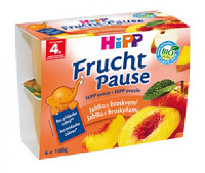 ovocný příkrm Frucht Pause Jablka s broskvemi BIO (4m)