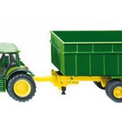 SIKU John Deere s čelním nakladačem a přívěsem, měřítko 1:87