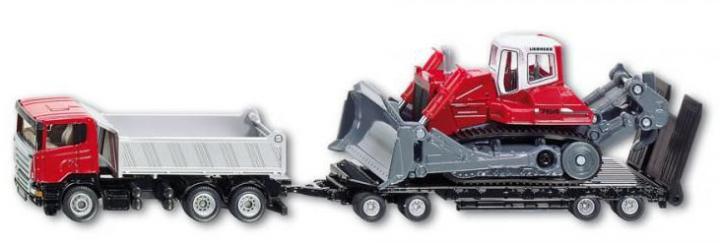 SIKU Náklaďák Scania s přívěsem a buldozerem Liebherr PR 764, 1:87