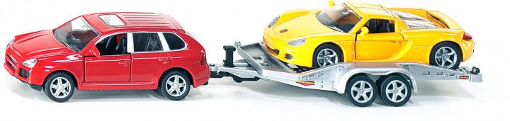 SIKU Osobní automobil s přepravním přívěsem, 1:55