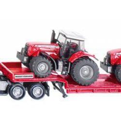 SIKU Tahač s podvalníkem a traktory Massey Ferguson 1:87