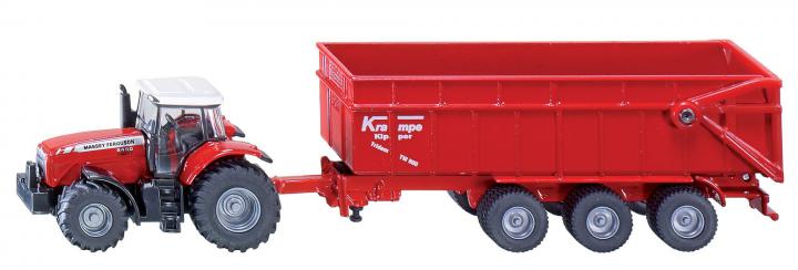 SIKU Traktor Massey Ferguson s přívěsem, měřítko 1:87