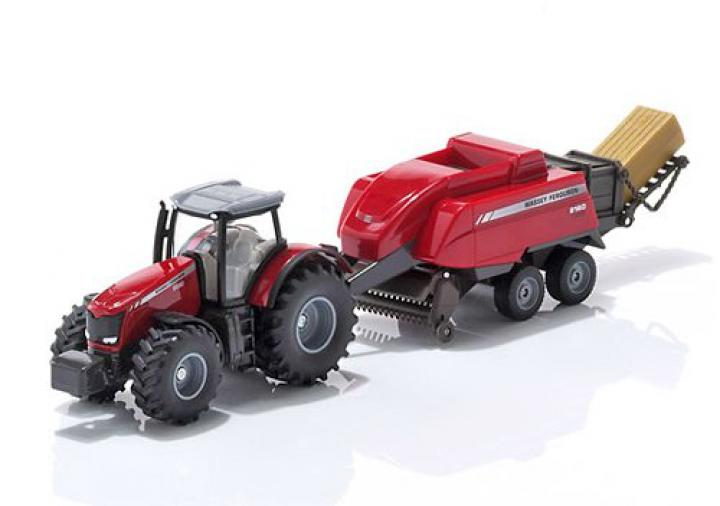 SIKU Traktor s vlekem na tvoření balíků 1:50