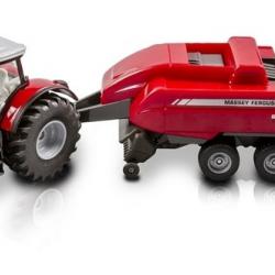 SIKU Traktor s vlekem na tvoření balíků 1:50