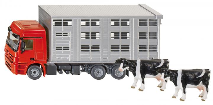 SIKU Transportér pro přepravu hospodářských zvířat + 2 krávy, 1:50
