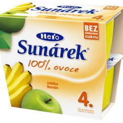 Sunárek ovocný příkrm 100% ovoce Jablko, banán 4x100g (4m)