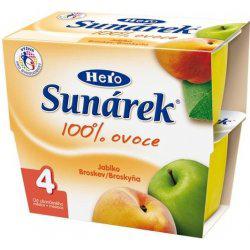 Sunárek ovocný příkrm 100% ovoce Jablko, broskev 4x100g (4m)